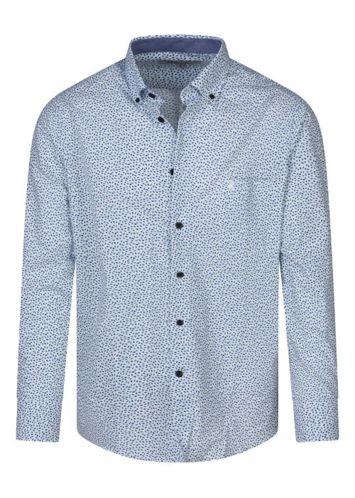 Chemise en coton blanche à minis motifs avec un col américain