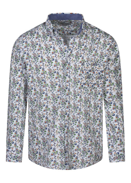 Chemise en coton blanche à imprimé liberty avec un col américain