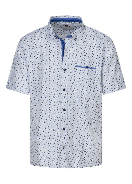 Chemise à manches courtes en coton mélangé blanche liberty à coupe regular fit