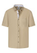 Thumbnail Chemise à manches courtes en coton beige unie avec un col américain