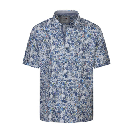 Chemise en coton bleue imprimée à coupe regular...