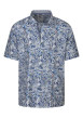 Thumbnail Chemise en coton bleue imprimée à coupe regular fit avec un aspect gaze de coton
