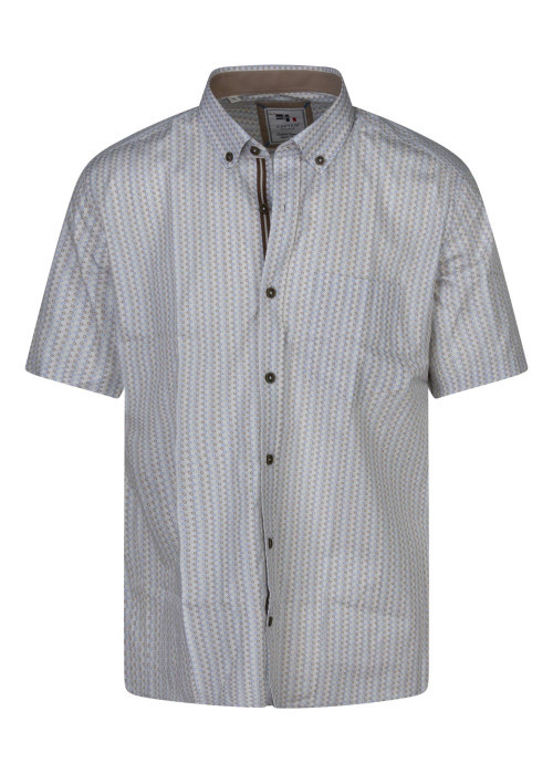 Chemise à manches courtes en coton écrue à imprimé liberty et à col américain