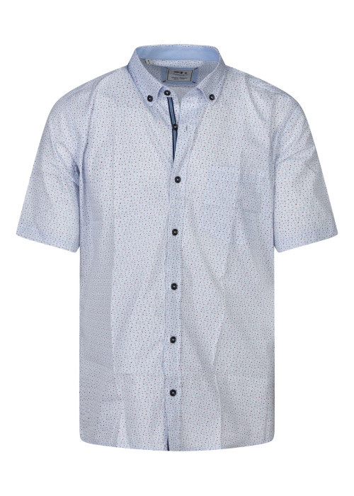 Chemise à manches courtes en coton blanche à minis motifs avec un col américain