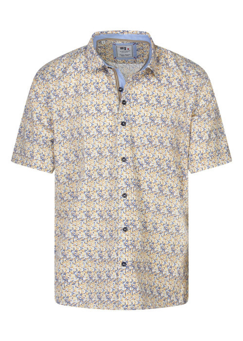 Chemise à manches courtes en coton orange à minis motifs et à coupe regular fit