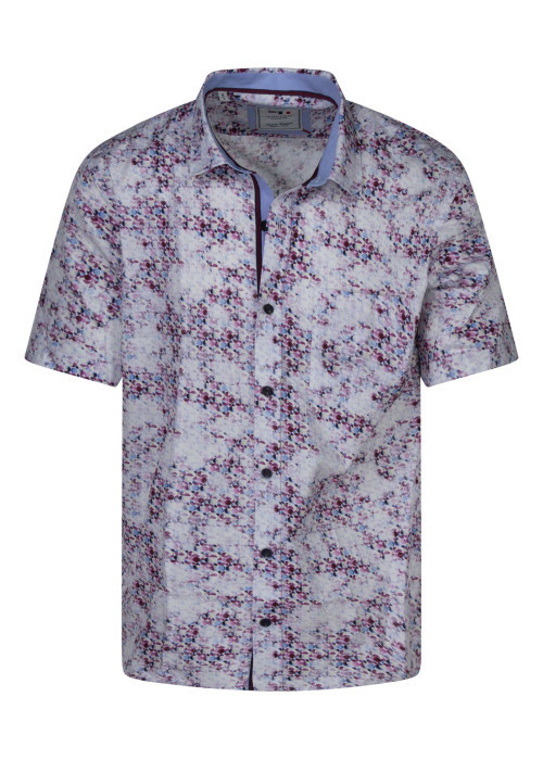 Chemise à manches courtes en coton rose imprimée avec une coupe regular fit