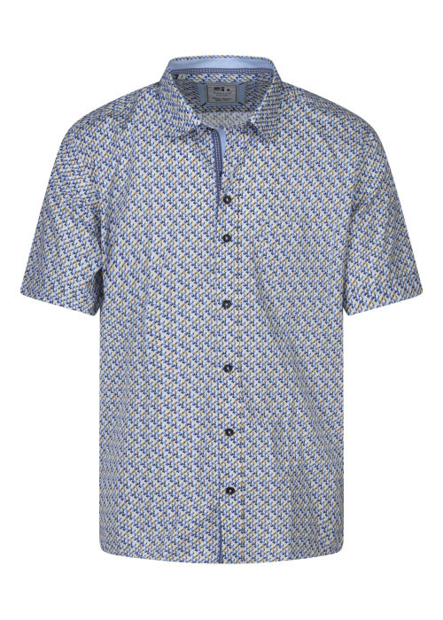 Chemise en coton bleue à minis motifs géométriques avec une coupe regular fit