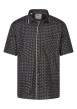 Thumbnail Chemise en coton noire à imprimé minis triangles et à coupe regular fit