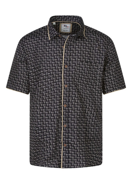 Chemise en coton noire à imprimé minis triangles et à coupe regular fit