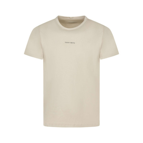 T-shirt en coton beige uni avec une coupe...