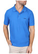 Thumbnail Polo en coton biologique indigo uni avec une coupe droite et un col à revers