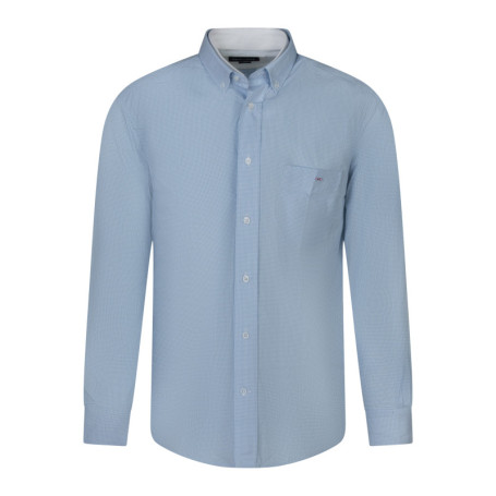 Chemise en coton bleue ciel à carreaux avec un...