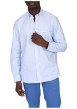 Thumbnail Chemise en coton bleue imprimée avec une coupe droite à col français