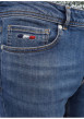 Thumbnail Jean en coton bleu uni avec une coupe droite et une étiquette d'authentification - Image 3