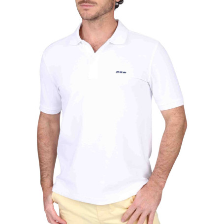 Polo en coton biologique blanc uni avec une...