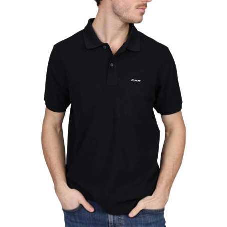 Polo en coton biologique noir uni avec une...