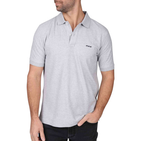 Polo en coton biologique gris clair uni avec...