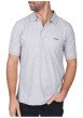 Thumbnail Polo en coton biologique gris clair uni avec une coupe droite et un col à revers