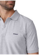 Thumbnail Polo en coton biologique gris clair uni avec une coupe droite et un col à revers - Image 3