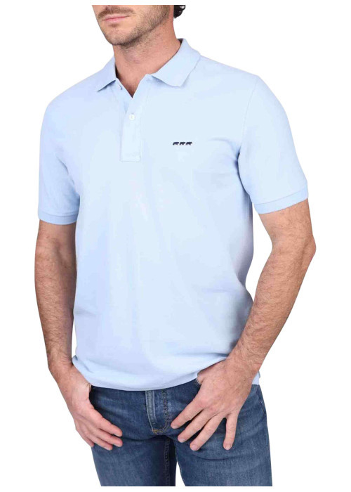 Polo en coton biologique ciel uni avec un col français et une coupe droite