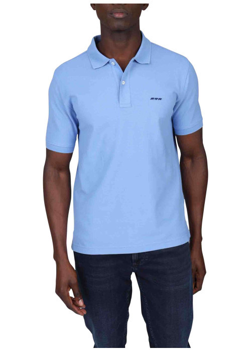 Polo en coton biologique lavande uni avec une coupe droite et un col à revers