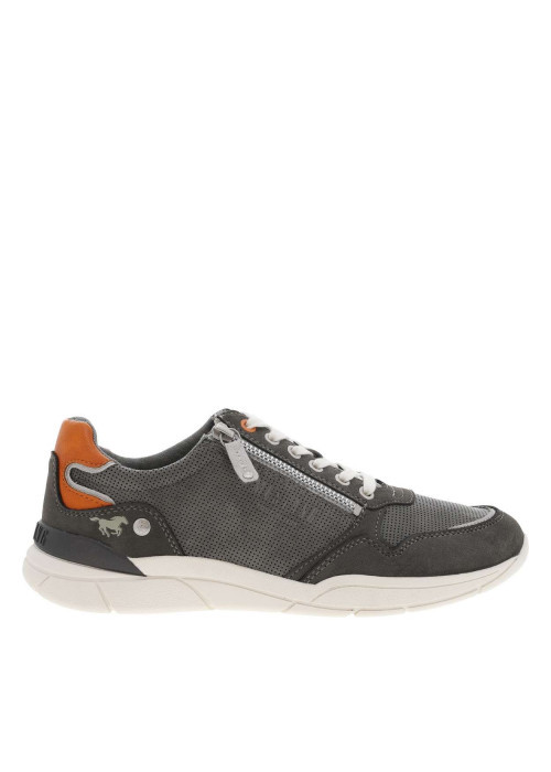 Sneakers grises anthracite à semelle plate et à lacets plats avec un zip