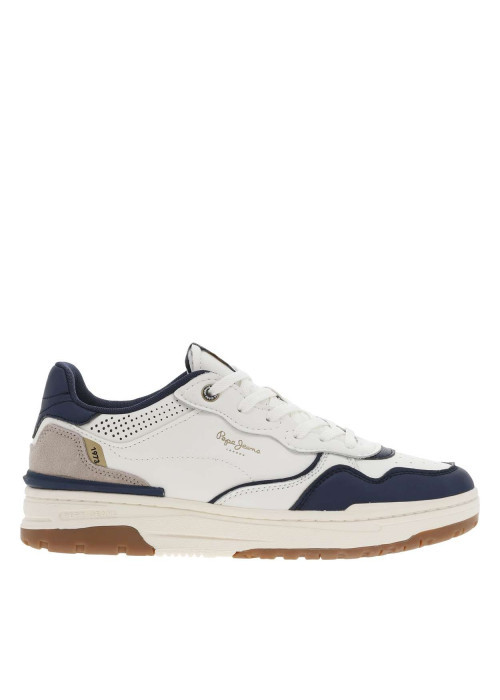 Sneakers marine et blanches à semelle plate et à lacets plats