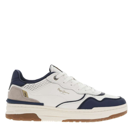 Sneakers marine et blanches à semelle plate et...