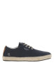 Thumbnail Sneakers en cuir marine en daim à semelle plate et à lacets ronds