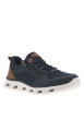 Thumbnail Sneakers marine à semelle blanche ajourée avec empiècements marron - Image 3