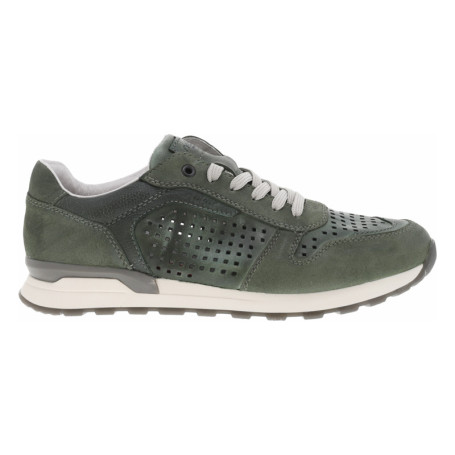 Sneakers olive en cuir perforé avec semelle...