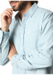 Thumbnail Chemise en coton stone unie avec une coupe droite et une petite poche - Image 3