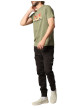 Thumbnail T-shirt en coton kaki imprimé avec une coupe droite et un col rond - Image 5