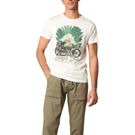 T-shirt en coton blanc imprimé avec une coupe...