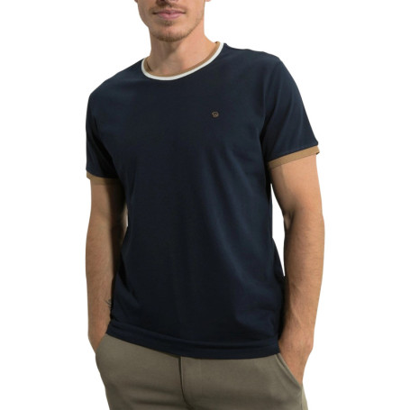 T-shirt en coton marine uni avec une coupe...