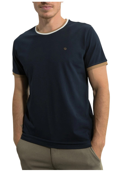 T-shirt Benson & Cherry coton avec manches courtes et col rond marine