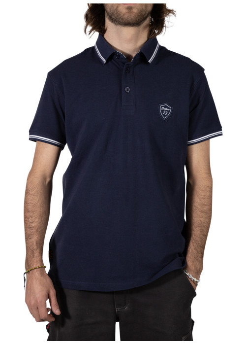 Polo coupe regular fit Daytona en coton bleu marine avec des liserés blancs