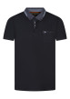 Thumbnail Polo en coton marine uni à coupe droite avec un col boutonné à motif