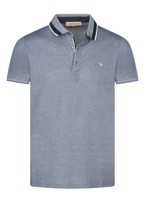 Polo en coton marine en maille piquée avec un col à revers et une coupe droite