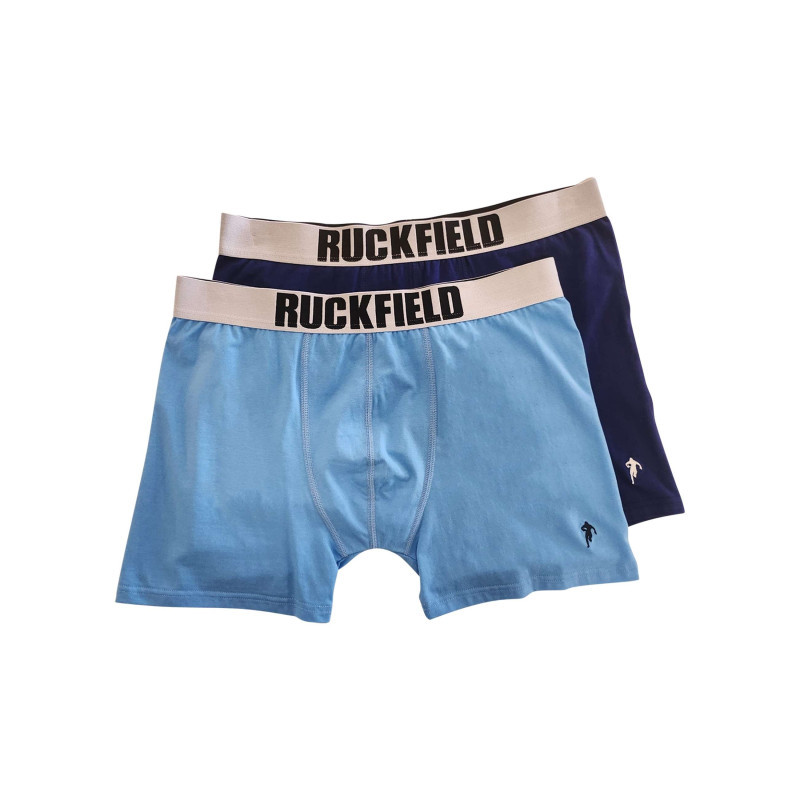 Ruckfield - Lot De 2 Boxers Classiques En Coton Bleu Unis Avec Une Coupe Fermée - Bleu
