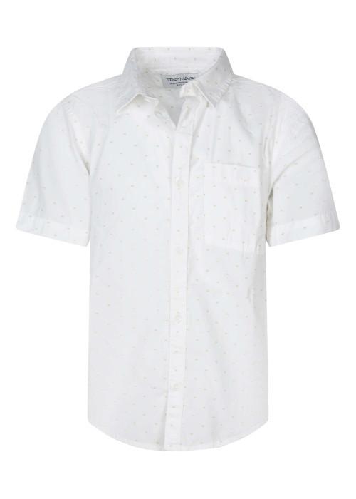 Chemise en coton blanche à motifs géométriques et coupe ajustée