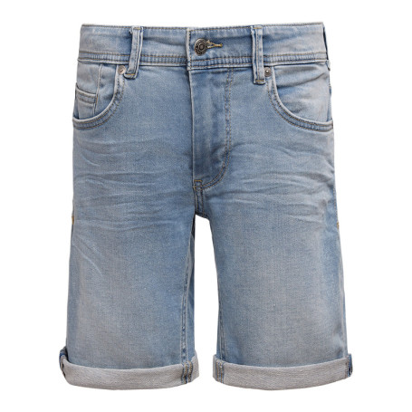 Short 5 Poches en coton bleu uni à coupe droite...