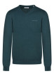 Thumbnail Pull en coton vert à maille jersey et coupe droite avec un col v