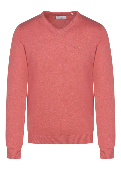 Pull manches longues en coton corail à maille jersey avec une coupe droite