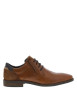 Thumbnail Derbies en cuir camel à bout droit et à talon décroché bas avec des lacets ronds