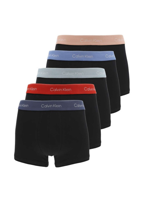 Lot de 5 boxer classique en coton noir uni avec une coupe fermée