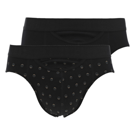 Lot de 2 slips en coton noir uni avec une coupe...