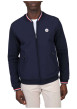 Thumbnail Blouson en coton mélangé marine uni avec une coupe droite et un col rond