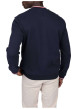 Thumbnail Blouson en coton mélangé marine uni avec une coupe droite et un col rond - Image 2