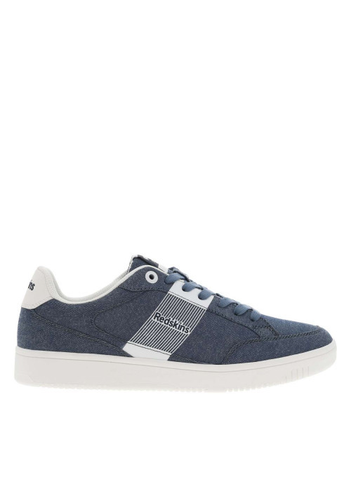 Sneakers bleues aspect denim à semelle plate blanche et à lacets plats